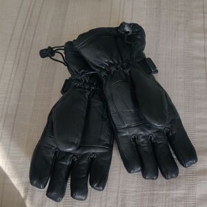 KOMBI Black Warm GENUINE LEATHER WINTER GLOVES Ski Snowboard Hike Women's Large